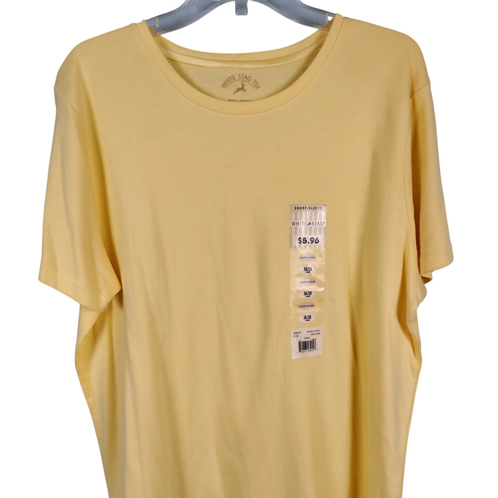 NWT White Stag Womens XL Short Sleeve Tee Tender Lemon Yellow Cotton Minimalist